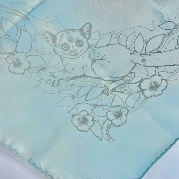 Hermés Jungle Love Silk Scarf in Pale Blue - Picture 8 of 10